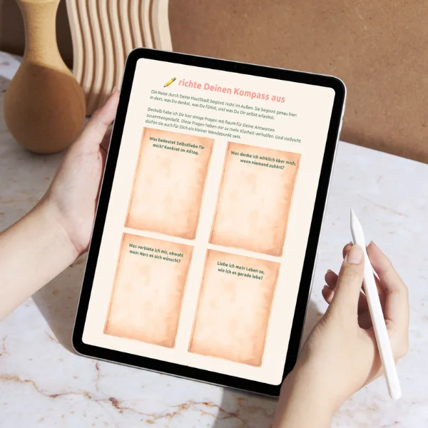 naturallyMe Guide am Tablet ausarbeiten den eigenen Weg finden Haut verstehen naelco skinfood